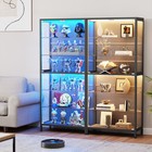 71    Glass Display Case With Removable Shelves  6-tier Curio Cabinet With Lights