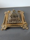 Antique Ornate Victorian Cast Brass Figural Inkwell Read M82