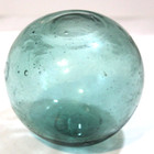 Japanese Blue Glass Fishing Net Float Buoy 3  Hand Blown Ball Bubbles Vintage