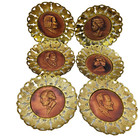 Vtg Classical Music Composers Wall Plate Set Of 6 Brass Copper Mcm Made England