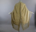 Antique Victorian Shawl Wrap Cape Quilted Lining Long Hand Knotted Fringe Trim