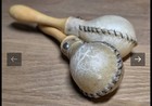 Vintage Handmade Rawhide Maracas     Pair Excellent Condition Beautiful