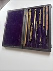 1930 s Antique Vtg Brass Drafting Tools Compass Pencil Set Rosewood Box Ruler
