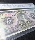 1947 Mexico   Banco De Mexico 5 Pesos Bank Note - Pcgs  About Unc 53 - Sanchez