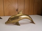 Pair Of Vintage Brass Dolphins - Large Small- Statue - Sculpture