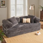 81 Inch Folding Sofa Bed Modular Futon Lounger Faux Fur Grey