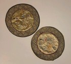2 Vtg Chinese Floral Silk Tapestry Asian Embroidery Art Birds Flowers 8 5  Round