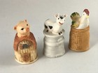 Vintage Enesco  E-9297  Lot Of 3 Thimbles  pig  Chicken  Cow   New