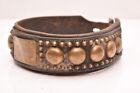 Antique Studded Brass   Leather Dog Collar Victorian