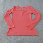 Y2k Womens Pink Lace Thermal Henley Top M Waffle Knit Long Sleeve Coquette