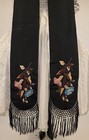 Victorian 19th C Silk Dress Sash W Polchrome Silk Floss Floral Hand Embroidery