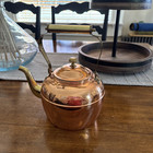 Kettle Copper   Brass 2 Qt Swan Neck Vintage Brass Handle   Finial