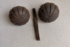 Antique Fluted Melon Pumpkin Door Knob Spindle Set Cast Iron Victorian 1890
