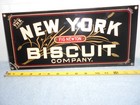 Vintage New York Biscuit Company Fig Newton Porcelain Metal Candy Gas Oil Sign