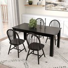 5 Pcs Dining Set Rectangular Wooden Dining Table 4 Windsor Chairs Kitchen Black