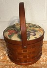 Vintage Jo Ann Fabrics Round Woven Sewing Basket Retro Sewing Box Multi Layer