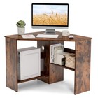 Corner Home Office Computer Desk Triangle Writing Workstation W  Storage Shelves