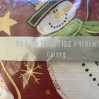 Christmas Tablecloth Holiday Flannel Backed Vinyl 52 X 70    Oblong Snowman