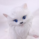 Vintage Persian White Ceramic Cat Kitten Blue Eyes Bank Kitschy Figurine