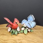 2 Vtg Lenox Garden Birds Collection Blue Jay   Cardinal Fine Porcelain Figurine