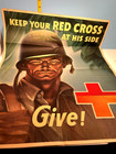Original 1944 Keep Your Red Cross At His Side Give   Wwii Poster Whitman Jr 