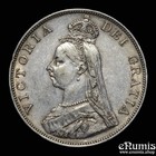 Great Britain  Victoria  Double Florin 1887  Arabic 1  Xf  xf-unc