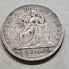 1895 Guatemala 2 Reales  Km 163  835 Silver Libertad 15 De Sept Nice Condition