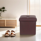 Small Folding Storage Ottoman Cube  Faux Leather Storage Footrest Bench  Foot Re