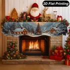 Christmas Fireplace Mantel Scarf - Snowy Cabin Decor Winter Scene Holiday Home