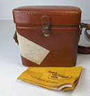 Vintage Genuine Brown Hard Case Camera Bag Leather Flaw W lens Paper
