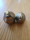 Vintage Pair Of Solid Brass Quail Partridges Bird Figurines Paperweights Statues