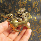 Chinese Pure Bronze Brass Fengshui Lion Beast Animal Incense Burner Censer