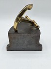 Vintage Cast Iron Nautical Bookend Brass Anchor Single Heavy Maritime Decor