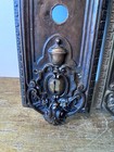 Pair Vintage Victorian Escutcheon Keyhole Door Brass  Bronze Plates  Hardware