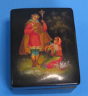 Vintage 1980 s Russian Hand Painted Lacquer Papier-mache Box 3  X 2 25  X 1 5 