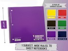 Lot Of 24 Wide Ruled Spiral Notebooks  70 Sheets  Mixed Colors  Usa Made