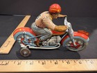 Original Vintage 1940 s Technofix Tin Wind-up Motorcycle   15 With Key Very Nice