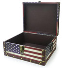 Large Vintage Decorative Storage Trunk - Wooden American Flag Treasu