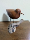 Vintage John Bennett Signed Redwood Shorebird Carving Dunlin 7 25  W X 6 25 h