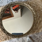 This Is A Vtg Oval Vanity Mirror Tray Featuring An Ornate Gold Tone Filigree 