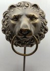 Vintage Large Brass Lion Head  Freestanding Hand Towel Holder