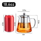 Borosilicate Glass Teapot With Stainless Steel Infuser For Loose Leaf Tea 550ml