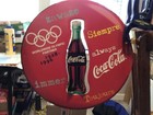 Coca Cola Cardboard Flange Sign 1996 World Wide Olympic Partner Spinning Bottle