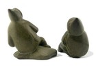 Vintage Pair Of Inuit Carving Carved Stone Figure  Eskimo People Signed