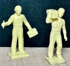 5 Vintage Marx Service Gas Station Attendants Workers Playset 43mm Cream Figures
