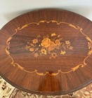 Antique French Louis Xv Style Carved Walnut Marquetry Round Side Table