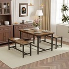 3 Piece Dining Room Table Set For 4 modern Dinette Kitchen Table With 2 Benches