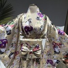 Vtg 90s Y2k Kimono Souvenir Gold Geisha Print- Fully Lined With Padded Front Obi