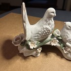 Pair White Doves On Branch Figurine24k Gold Gilt Trim 