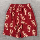 Lazy One Pajama Shorts Mens Xs Red Lobster Print Cotton Lounge Sleep Excellent